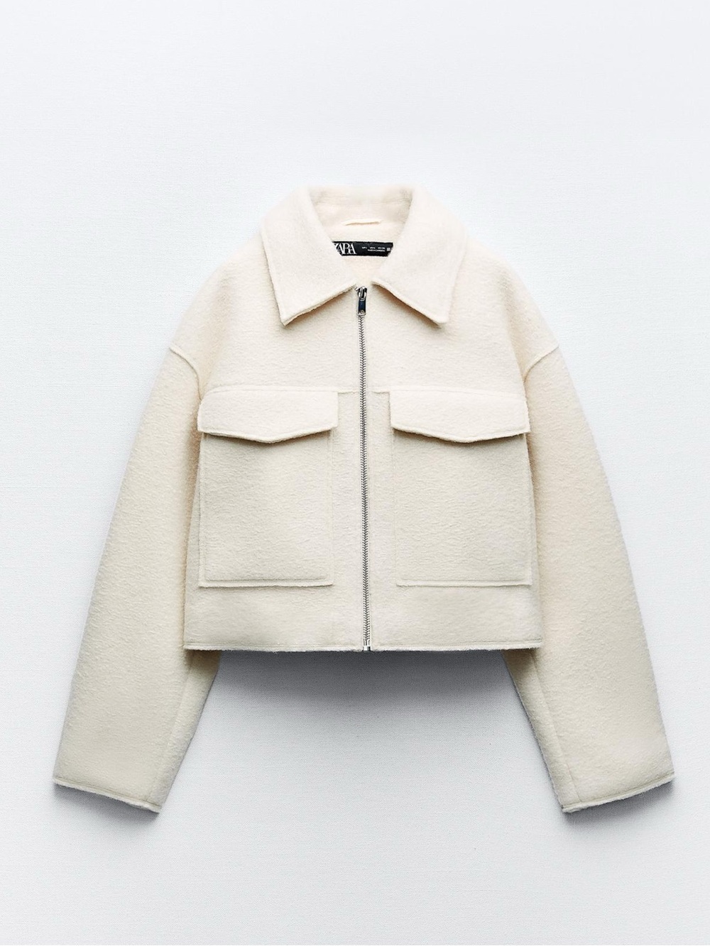 ZARA Cream Teddy Cropped Jacket